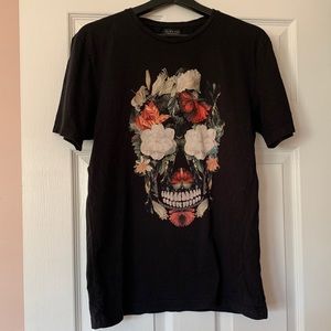 Zara Floral / Skull black tshirt